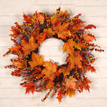 Load image into Gallery viewer, 45cm Autumn Wreath Christmas Decoration Thanksgiving Garland Window Restaurant Home Maple Leaf Decoration Wreath Door
