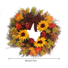 Load image into Gallery viewer, 45cm Autumn Wreath Christmas Decoration Thanksgiving Garland Window Restaurant Home Maple Leaf Decoration Wreath Door

