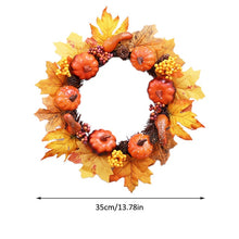 Load image into Gallery viewer, 45cm Autumn Wreath Christmas Decoration Thanksgiving Garland Window Restaurant Home Maple Leaf Decoration Wreath Door
