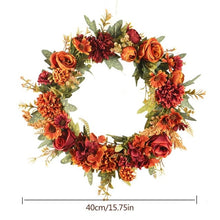 Load image into Gallery viewer, 45cm Autumn Wreath Christmas Decoration Thanksgiving Garland Window Restaurant Home Maple Leaf Decoration Wreath Door
